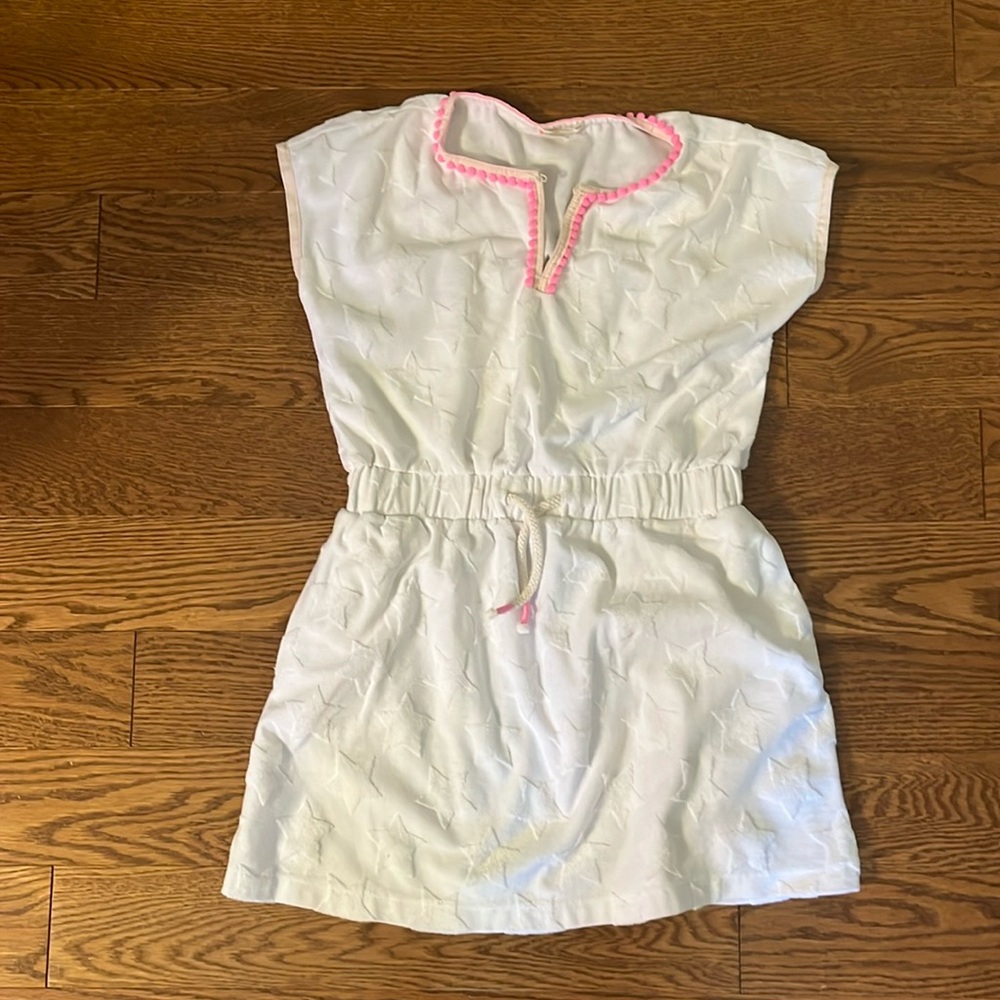 Crewcuts White Kids Swim Coverup with Pink Trim